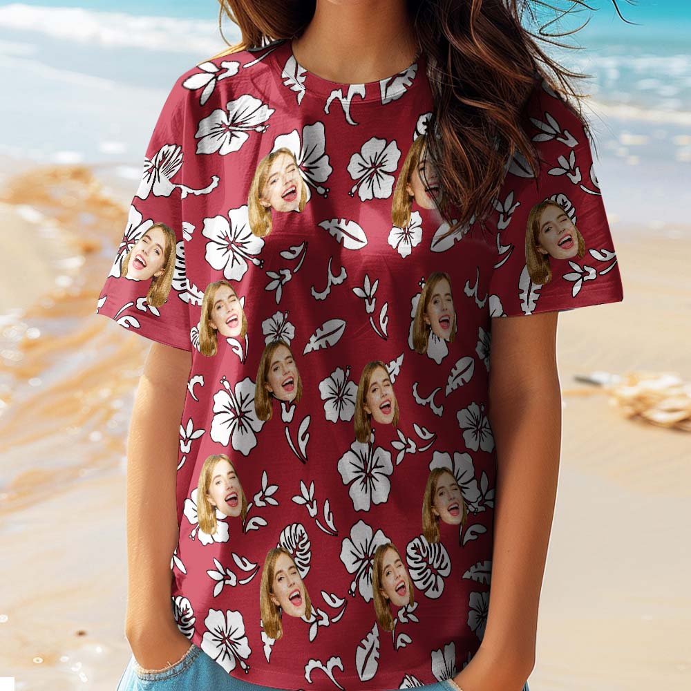 Custom Face T-Shirts Unisex Fully printed Hawaiian Style T-shirt 5 Colors Available