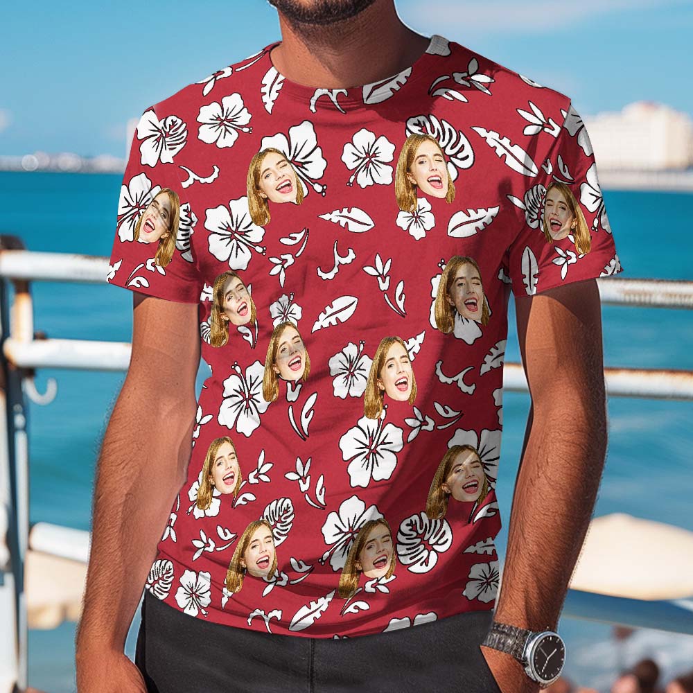 Custom Face T-Shirts Unisex Fully printed Hawaiian Style T-shirt 5 Colors Available