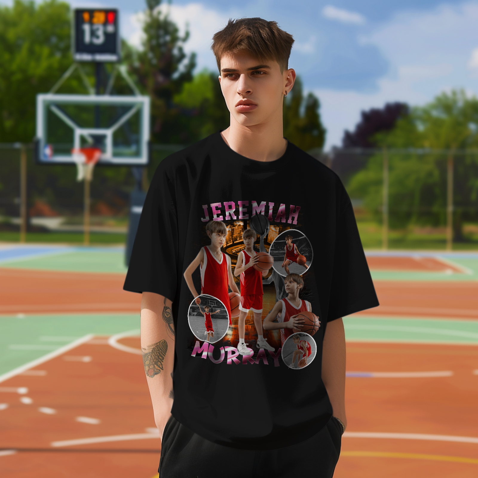 Custom Photo Vintage Tee Personalized Basketball T-Shirt Gift For Him - MyHawaiianShirts