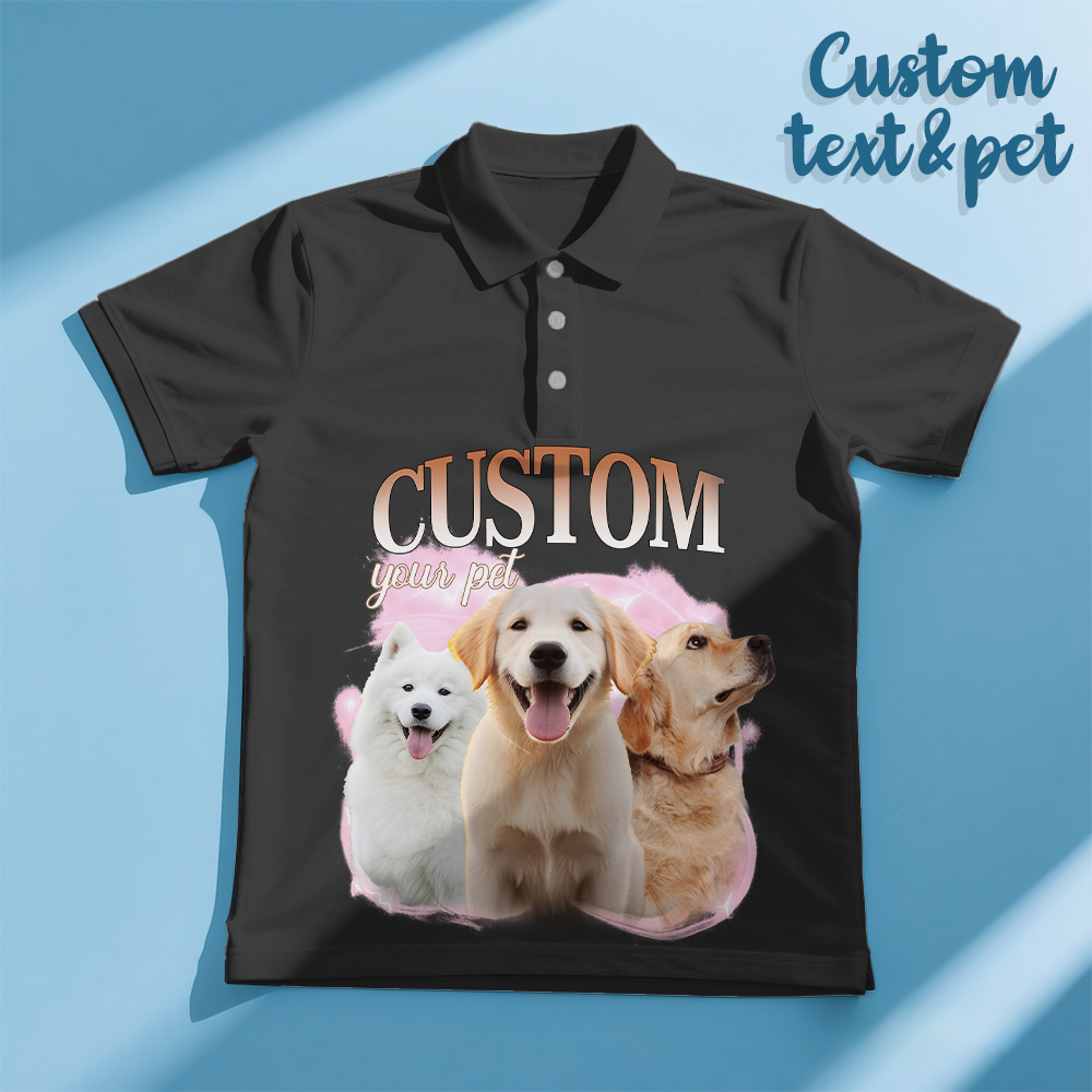 Custom Polo Shirt for Man Personalized Polo Shirt with Text Photo Dog Logo Gift For Him - MyHawaiianShirts