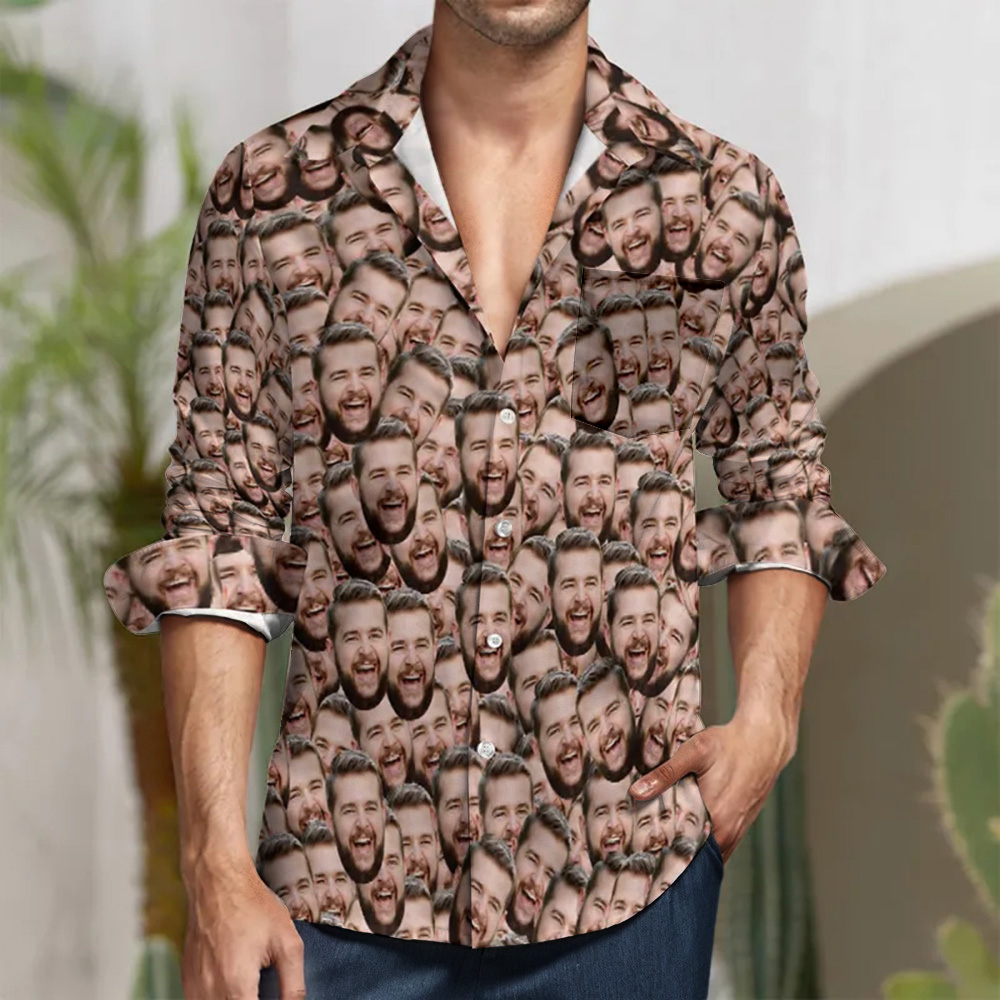 Custom Muti-face Design All Over Print Long Sleeve Shirt