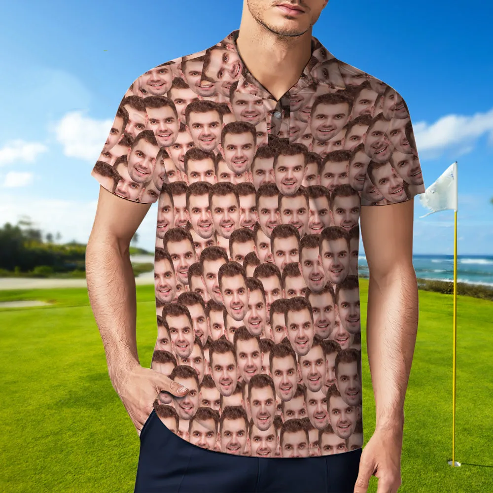 Custom Face POLO Shirt For Him Personalized Golf Shirts For Him Face Mash