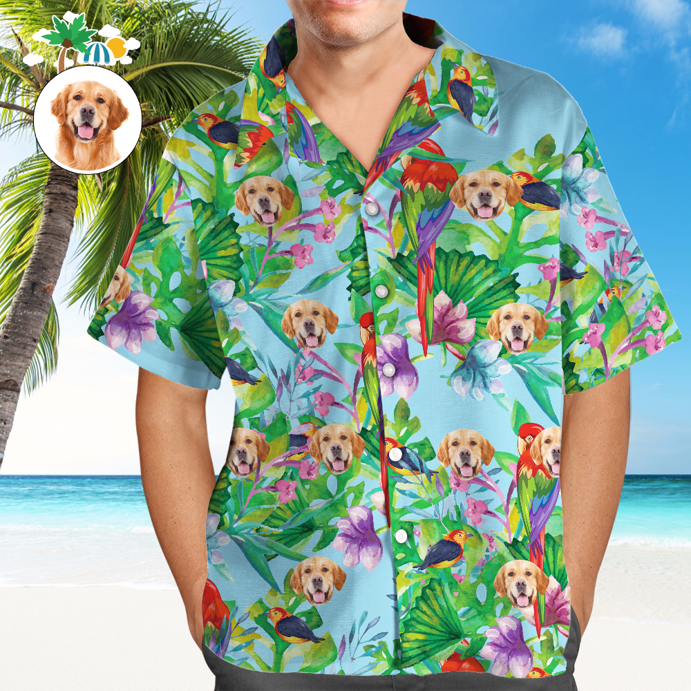 Custom Hawaiian Shirts with Dag Face Personalized Photo Men Hawaiian Shirt