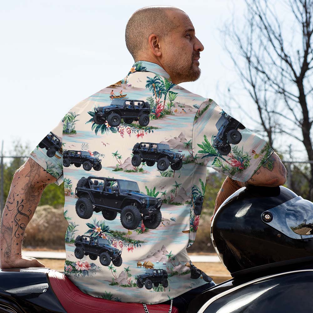 Upload Car Photo Custom Photo Hawaiian Shirts Mountains and Rivers Aloha Beach Shirt For Men