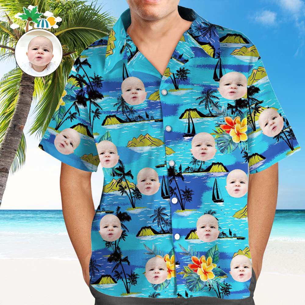 Custom Hawaiian Shirts Mountains Personalized Father's Day Shirt Gift for Dad