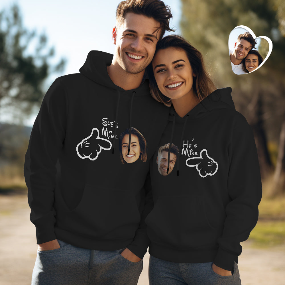 Custom Face Funny Couple Matching Hoodies You are Mine Personalized Hoodie Valentine's Day Gift - MyHawaiianShirts