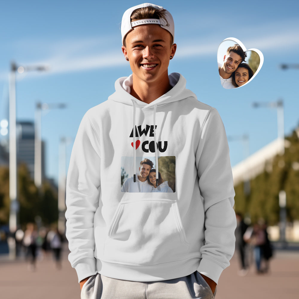 Custom Photo Couple Matching Hoodies Awesome Couple Personalized Hoodie Valentine's Day Gift - MyHawaiianShirts
