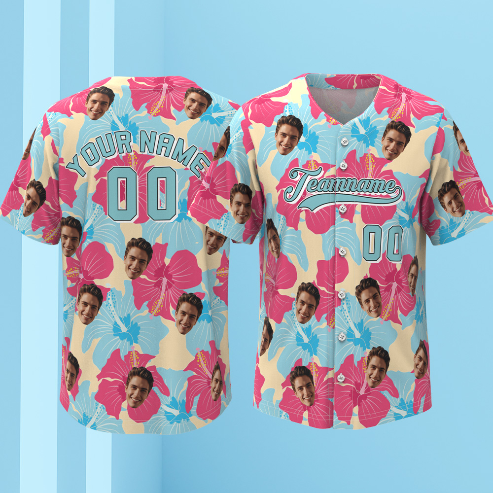 Custom Vacation Vibes Hawaiian Baseball Custom Jersey with Tropical Elements Print