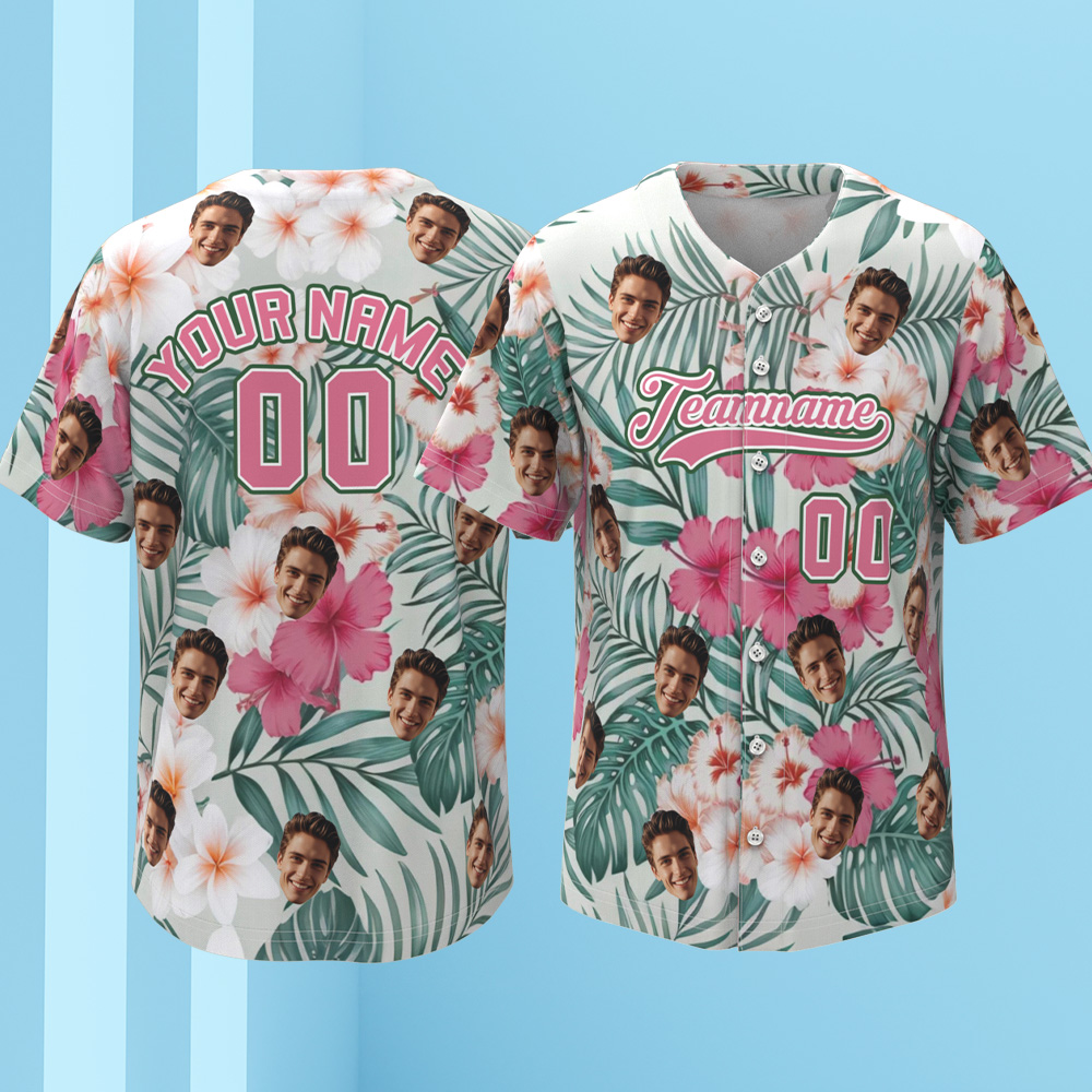 Custom Vacation Vibes Hawaiian Baseball Custom Jersey with Tropical Elements Print