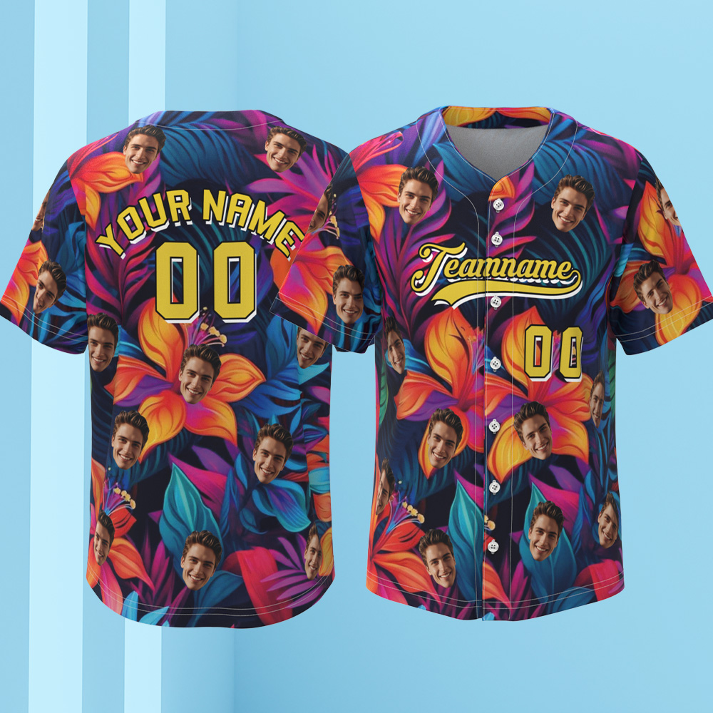 Custom Vacation Vibes Hawaiian Baseball Custom Jersey with Tropical Elements Print