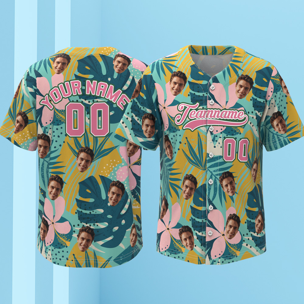 Custom Vacation Vibes Hawaiian Baseball Custom Jersey with Tropical Elements Print
