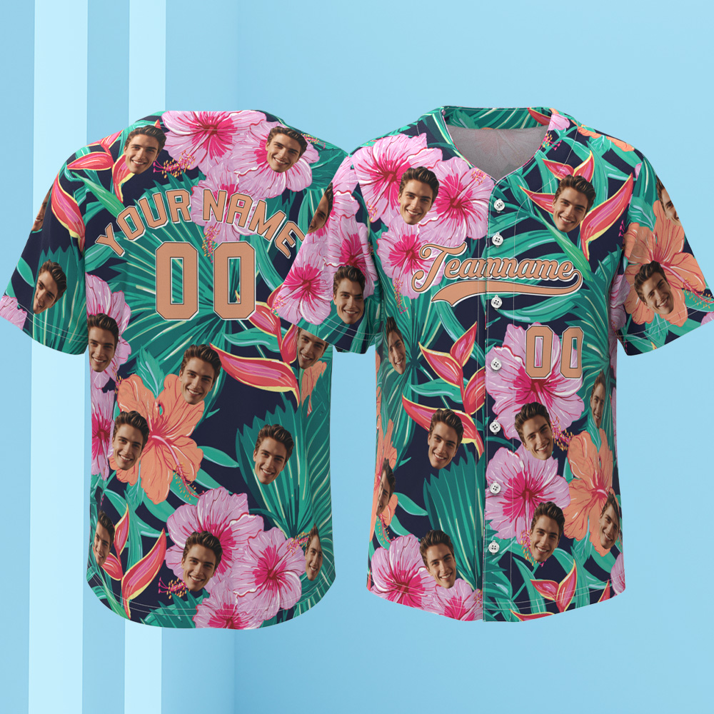 Custom Vacation Vibes Hawaiian Baseball Custom Jersey with Tropical Elements Print