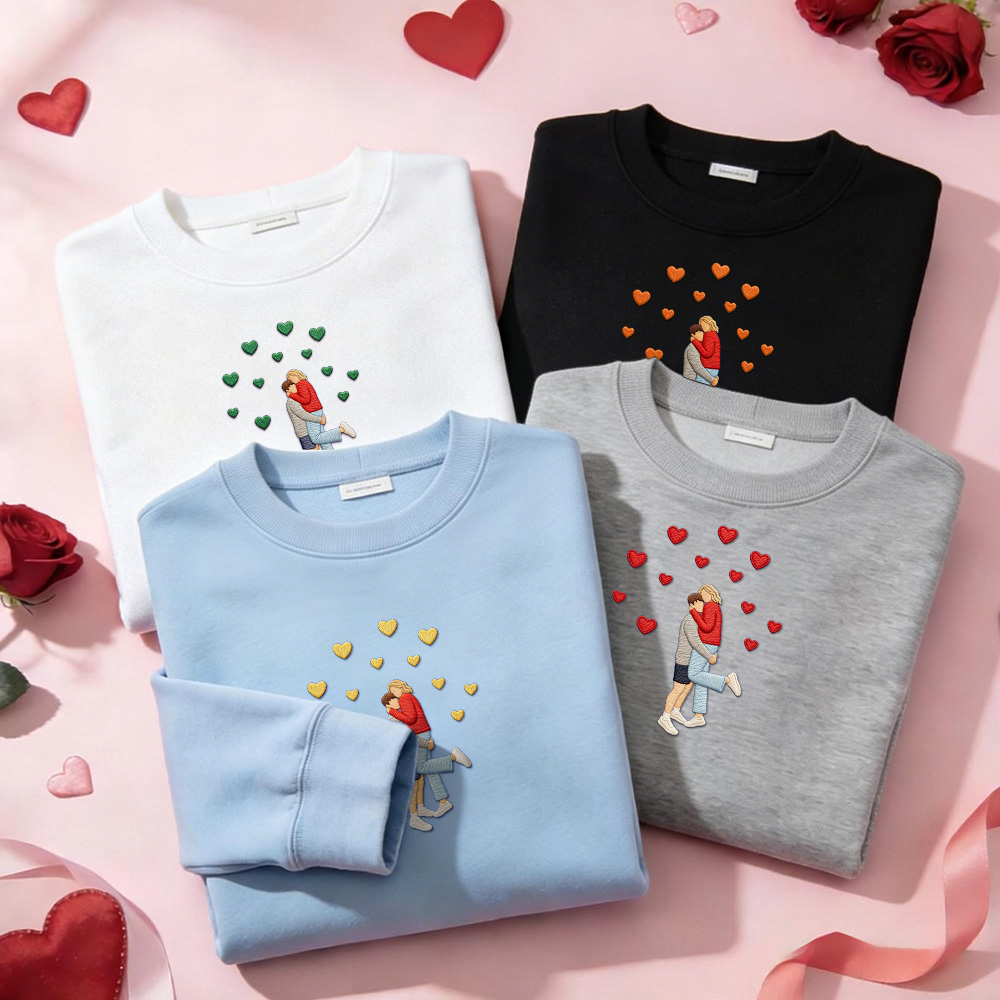 Custom Embroidered Portrait Sweatshirt from Photo Valentine's Day Gift - MyHawaiianShirts