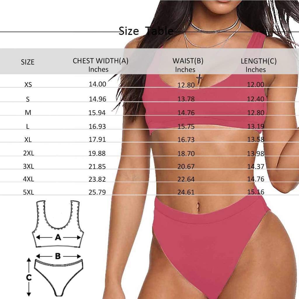 Custom Face Sport Bikini Women's Photo High Waisted Swimsuit - USA Flag - Giftlab