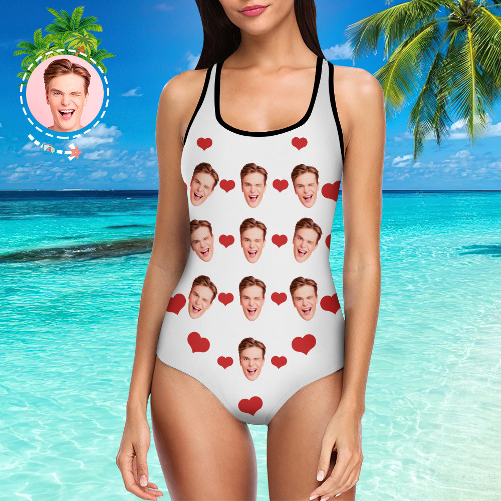 Custom Face Swimsuit One Piece Heart Swimsuit