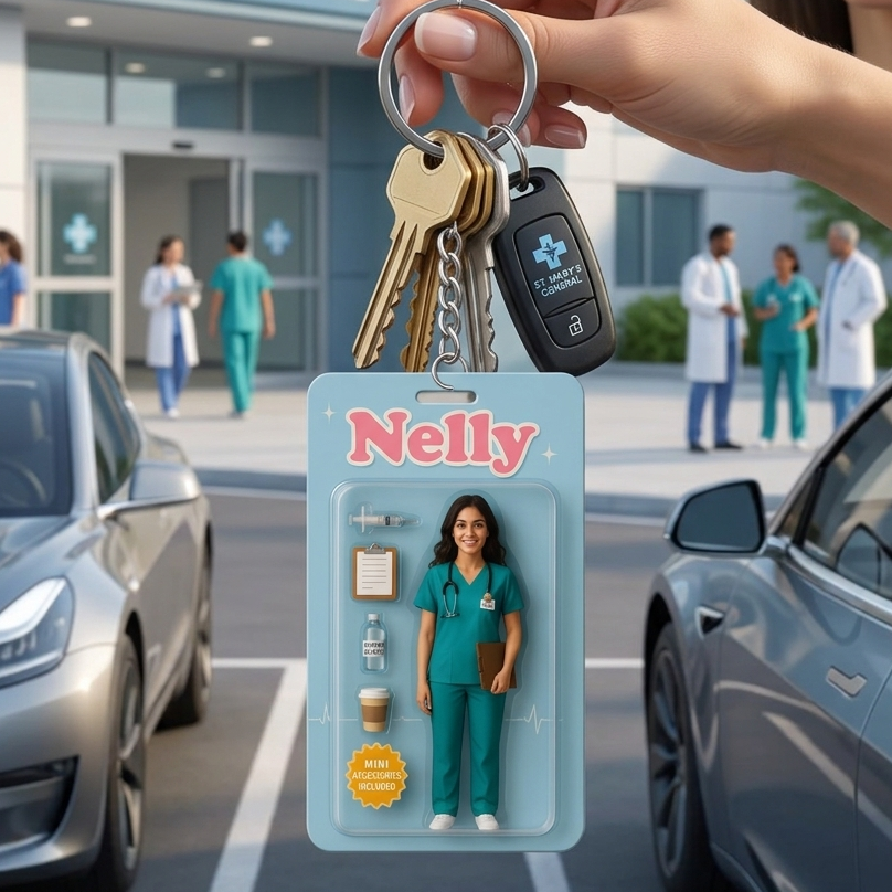 Personalized Action Figure Keychain 3D Look Toy Box Style Packaging Toy Box Style Art Gift Personalized Acrylic Keychain Gift for Mother 3D Look Doll