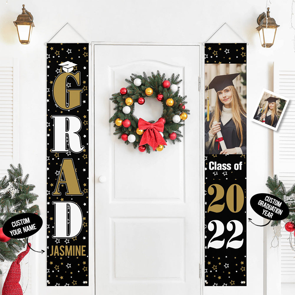 Personalized Photo Graduation Door Banner Custom Graduation Party Decorations Backdrop Banner Grad Party Supplies