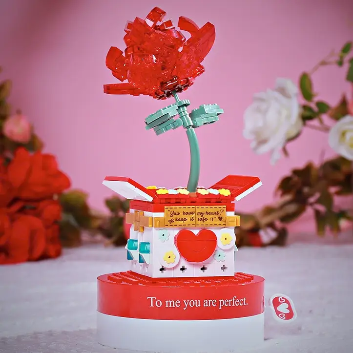 Buildable Rose Music Box Valentine's Day Couple's DIY Music Box A Forever Bloom for the One You Love