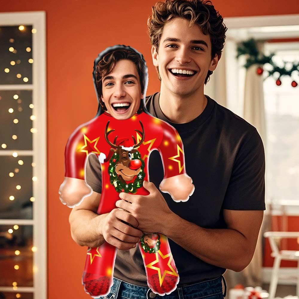 Custom Blow Up Doll Inflatable Christmas Doll Personalized Face Air Minime Doll In Elk Suit - MyHawaiianShirts