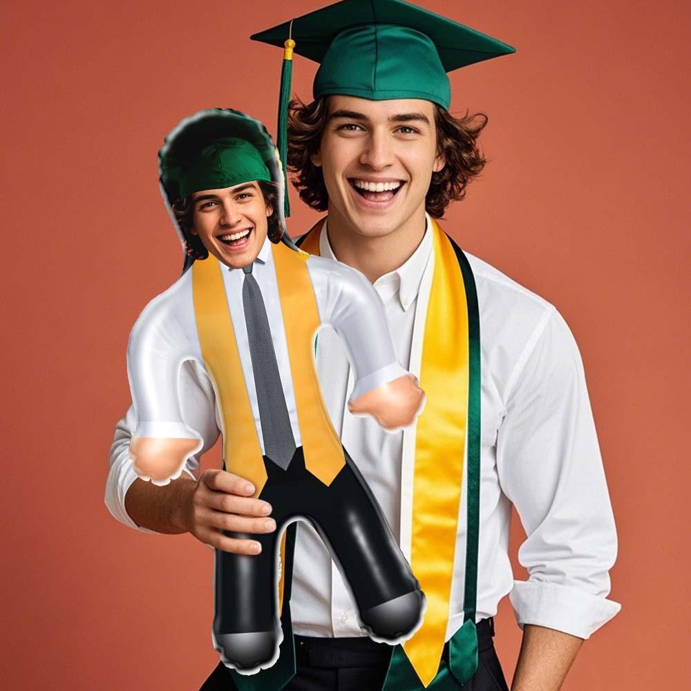 Custom Graduation Doll with Face Green Cap & Gold Trim Outfit Face Air Minime Doll - MyHawaiianShirts