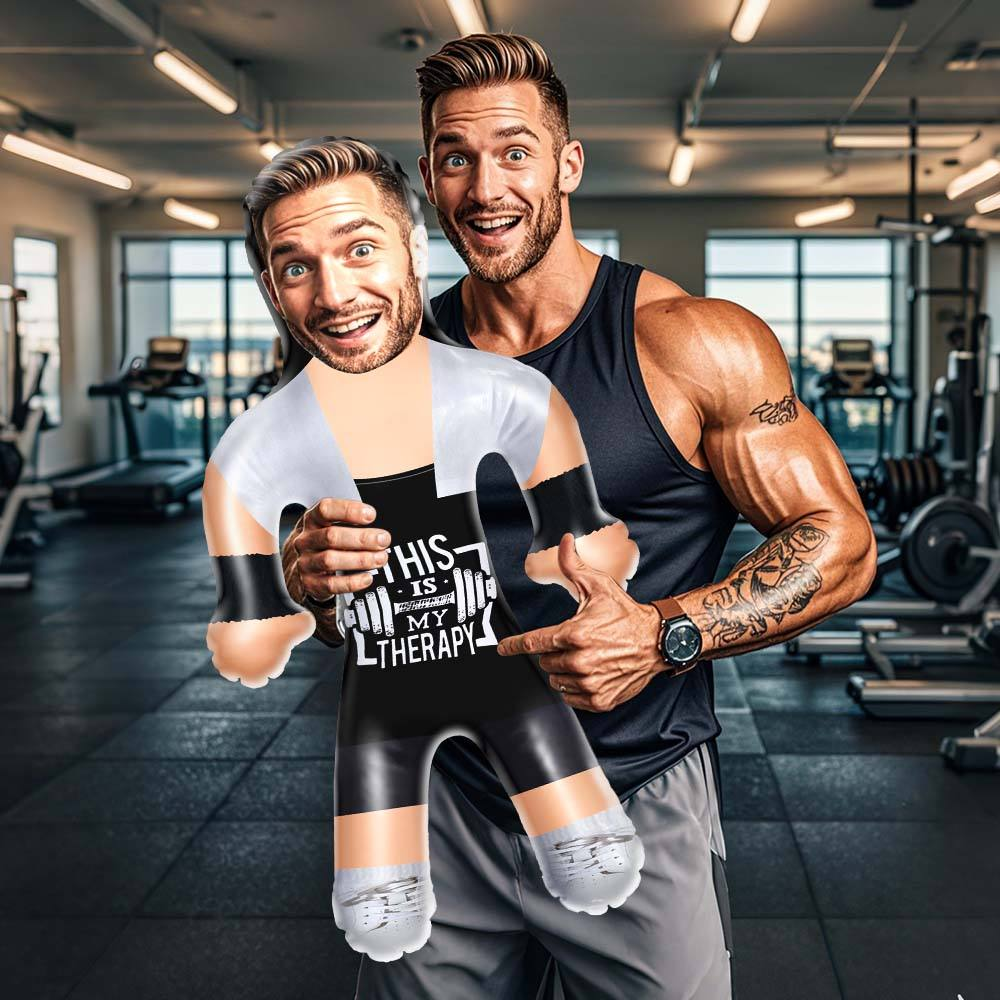 Personalized Fitness Muscle Man Air Mini Doll Funny Inflatable Doll For Fitness Enthusiast - This is my therapy - MyHawaiianShirts