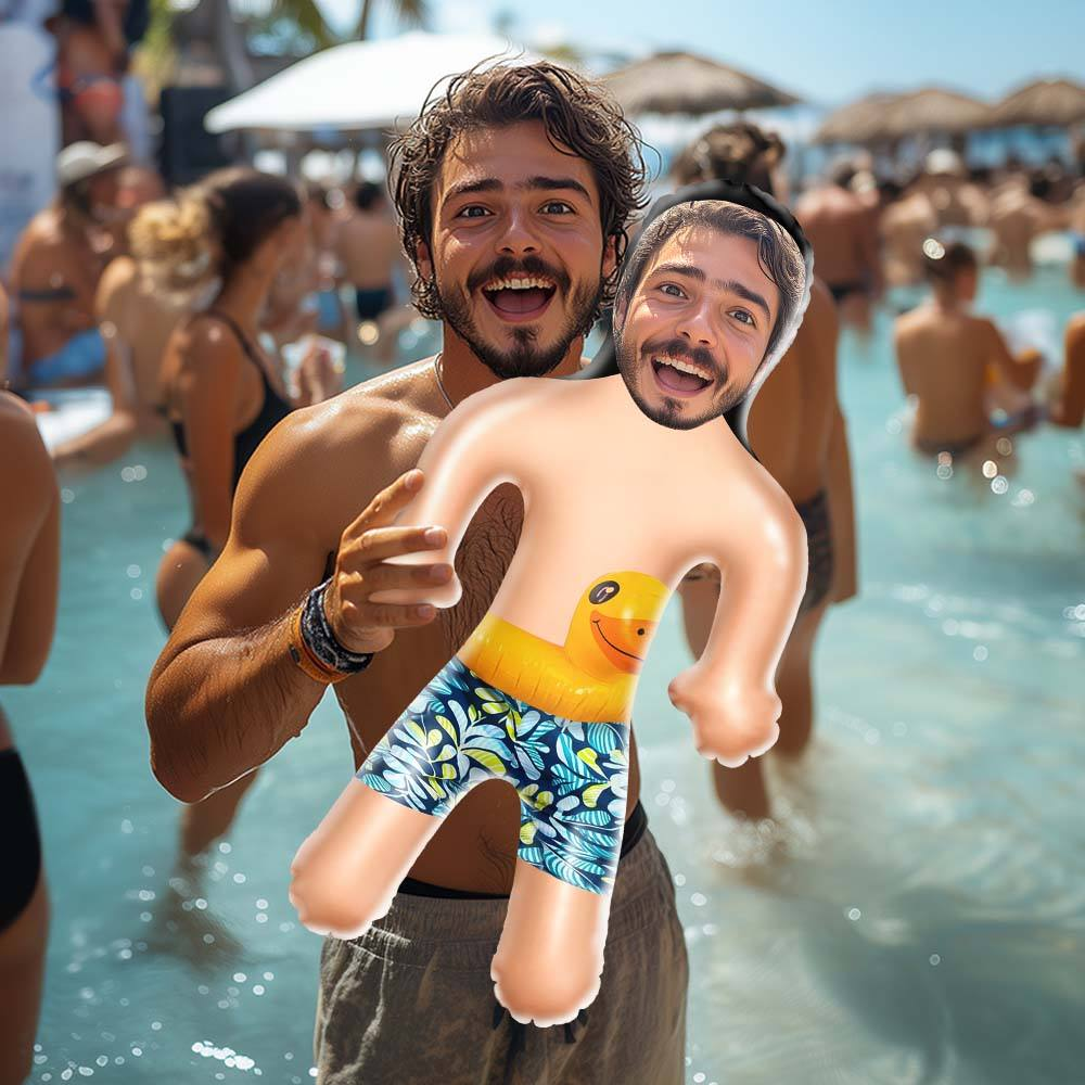 Personalized Printed Swim Trunks Men Air Mini Doll Funny Inflatable Doll Pool Party Men - MyHawaiianShirts
