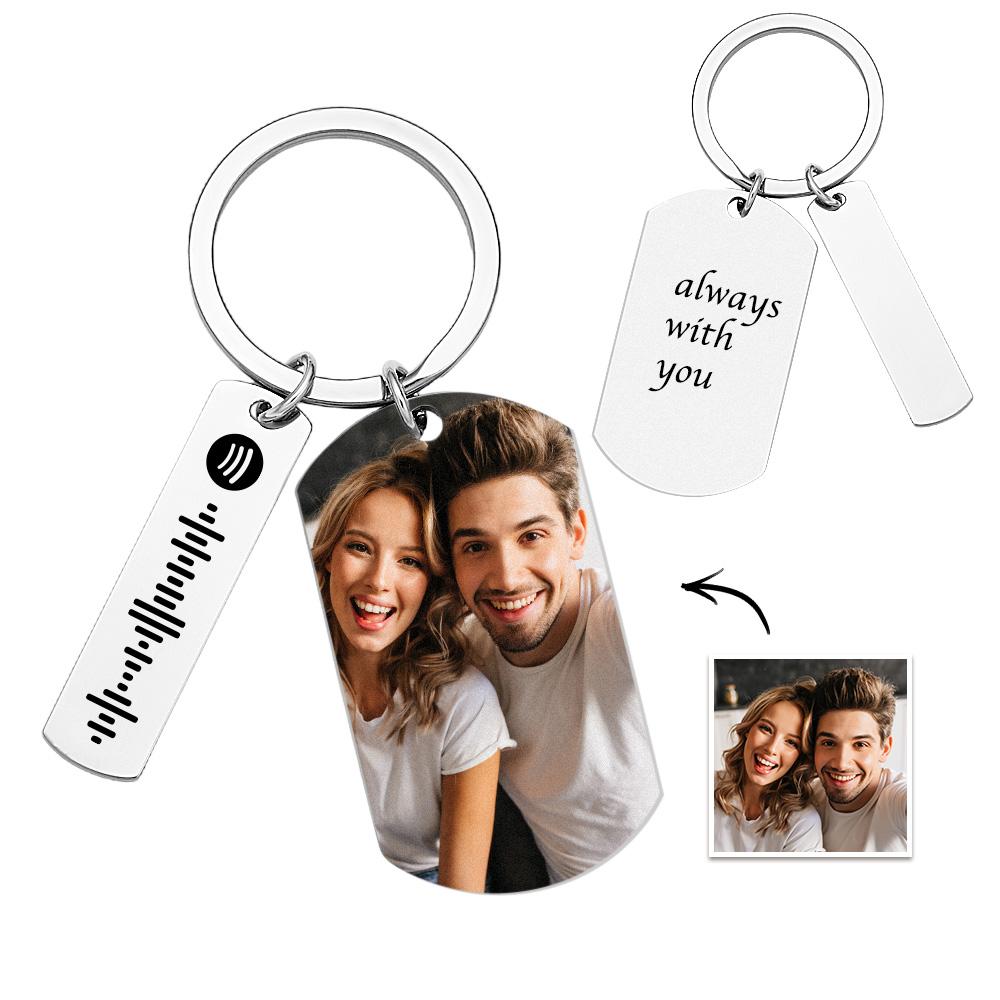 Custom Scannable Spotify Code Keychains Photo Engraved Creative Metal Gifts - Get Photo Blanket