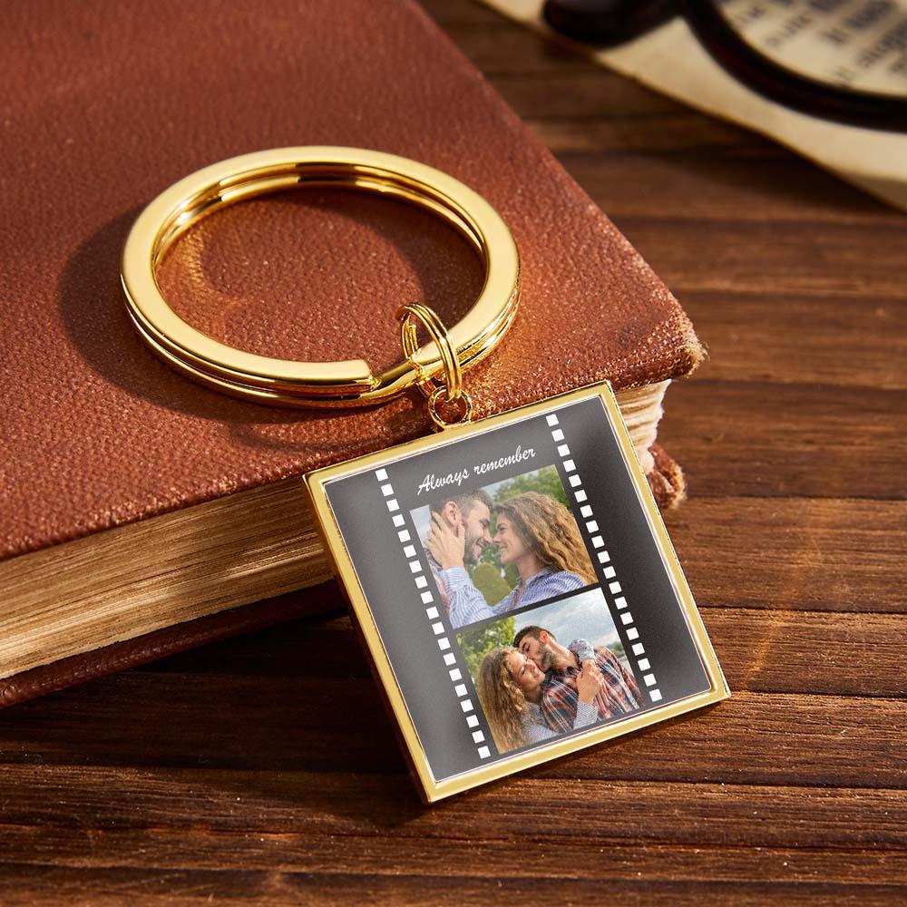Custom Photo Epoxy Metal Keychain Retro Film Style Metal Keychain Memorial Gifts For Valentine - Get Photo Blanket