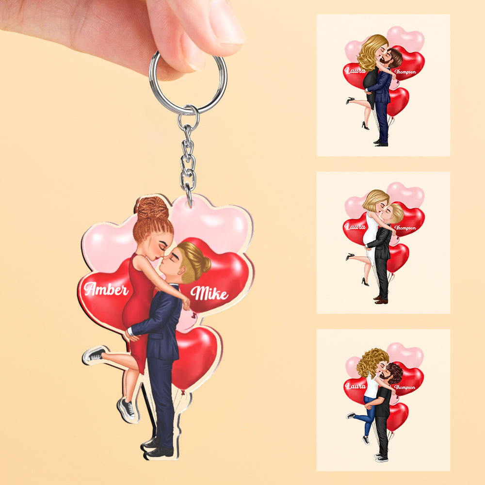 Personalized Acrylic Keychain Couple Hugging Gifts for Lover - Get Photo Blanket