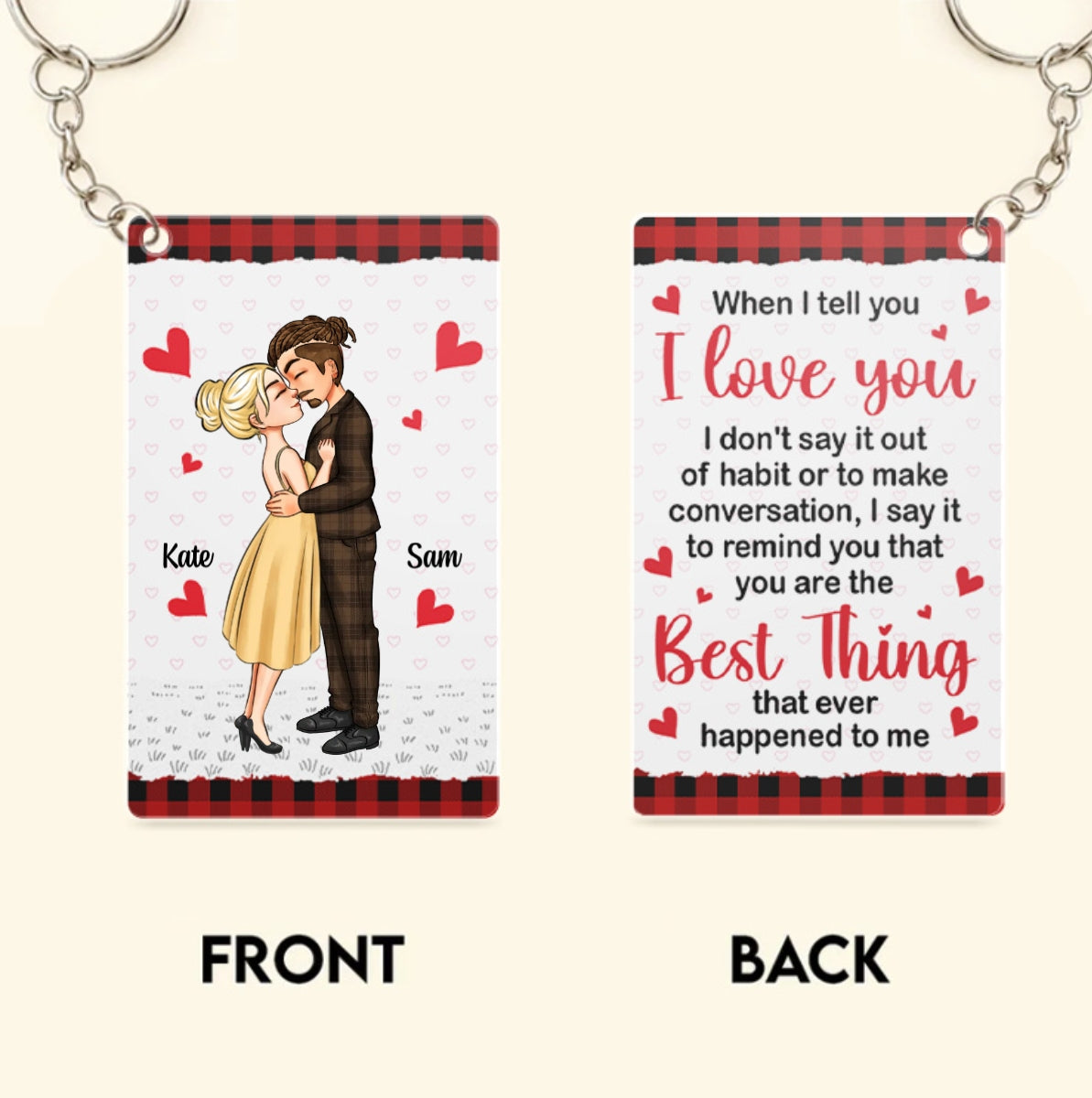 Personalized Acrylic Keychain Couple Cartoon Image Keyring Couple's Gifts - Get Photo Blanket