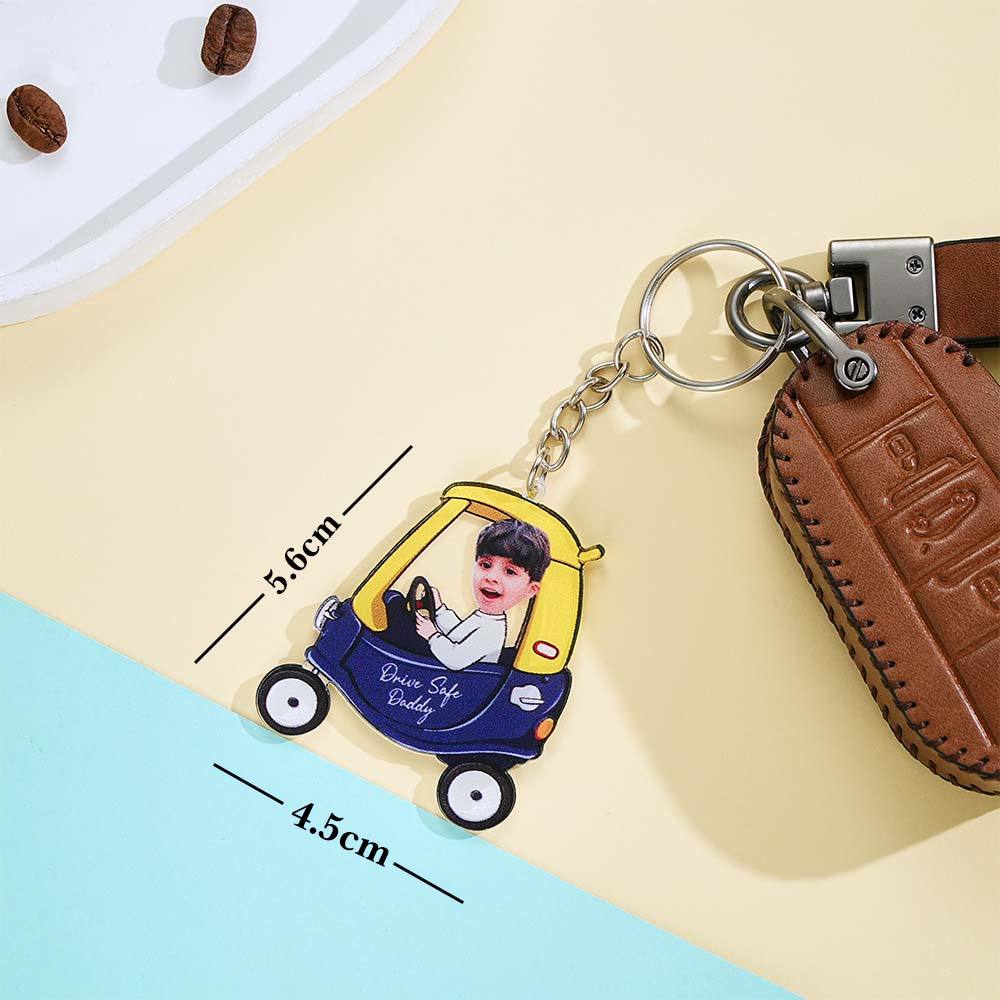 Drive Safe Keyring Custom Kid in Jeep Acrylic Keychain Drive Safe Daddy Father's Day Gifts - MyFaceTshirt
