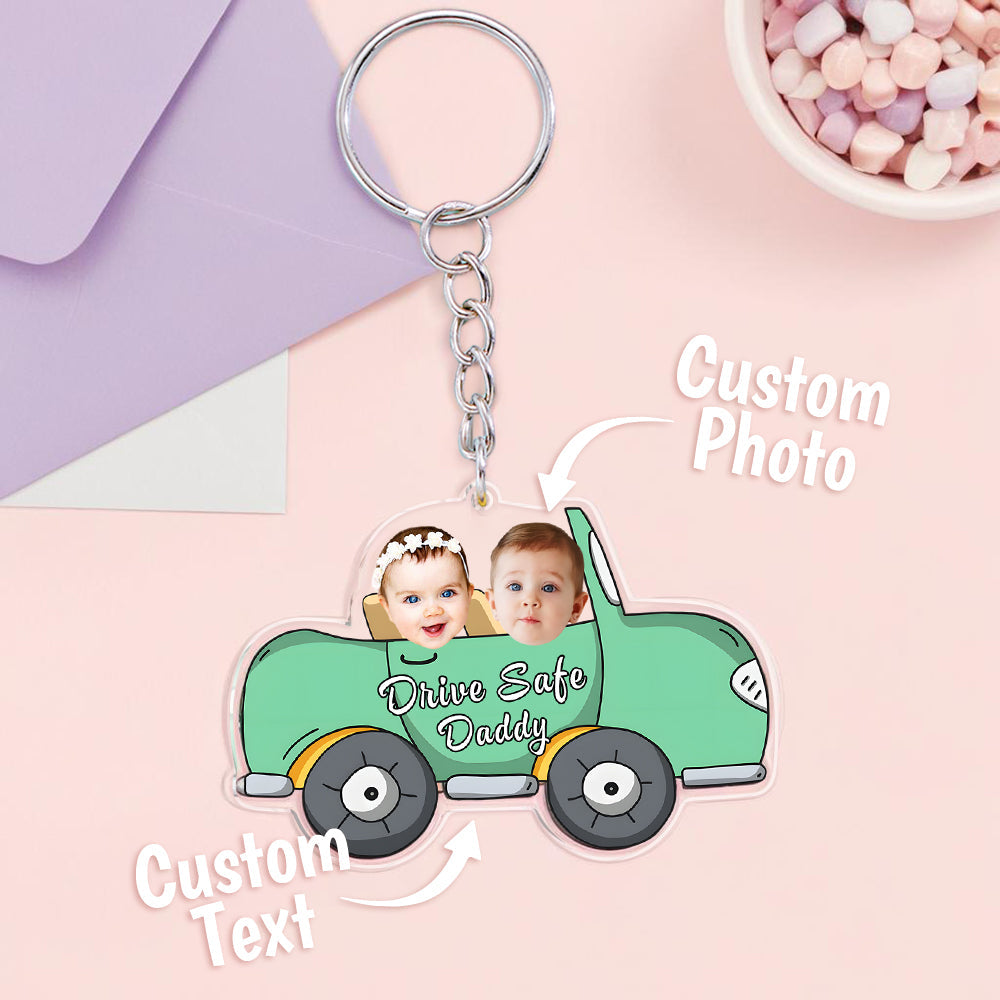 Personalized Face Acrylic Keychain Drive Safe Daddy Father's Day Gifts - MyFaceTshirt