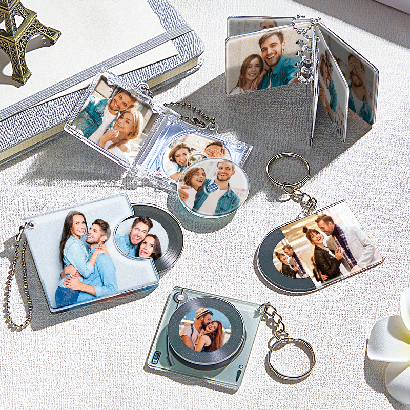 Personalized NFC Music Keychain with Rotating Photo Disc Unique Music Gift for Loved Ones Anniversary Gift Idea
