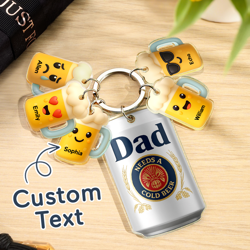 Personalized Name Beer Keychain With Little Beer Mug Charms Acrylic Tag Keychain Personalized Gifts For Father