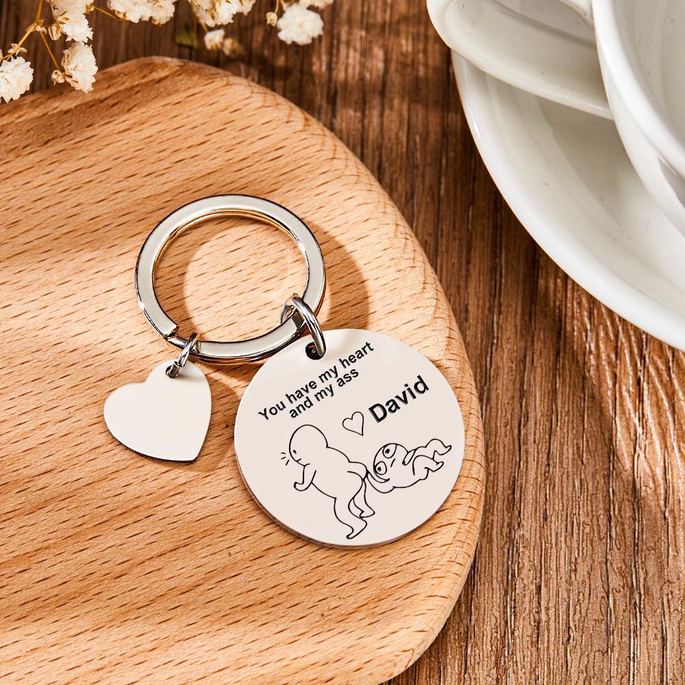 Funny Keychain-You Have My Heart and My Ass Gift for Boyfriend gift/Girlfriend gift/Couple Keychain - Get Photo Blanket
