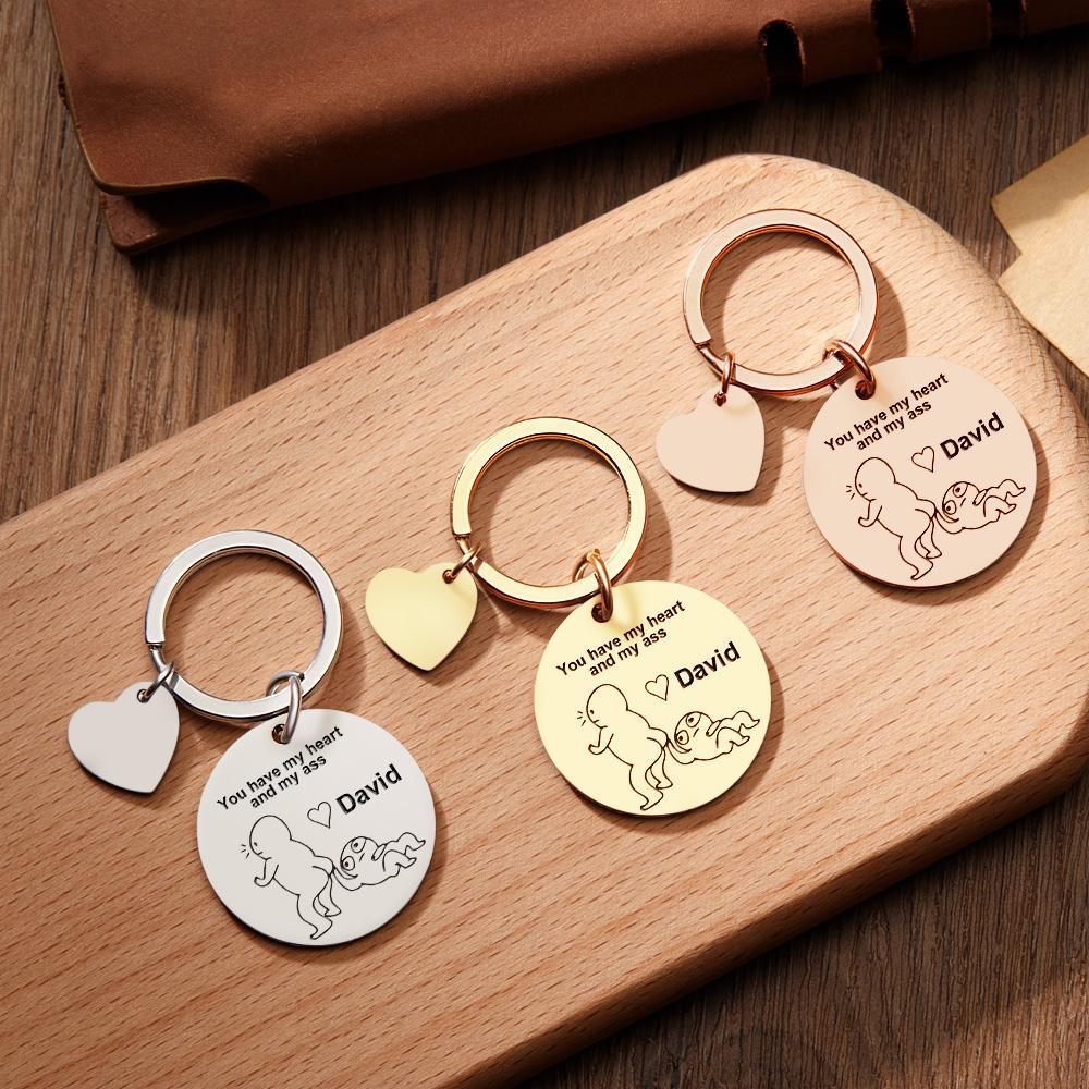 Funny Keychain-You Have My Heart and My Ass Gift for Boyfriend gift/Girlfriend gift/Couple Keychain - Get Photo Blanket