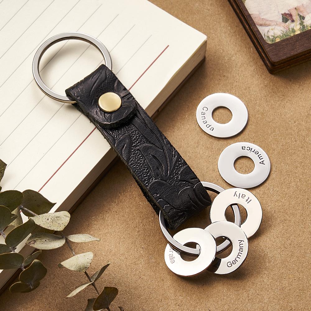 Personalized Traveler Keychain with Engraved Country Ring for Visited Countries Travel Keepsake Gift for Travel Lovers - Get Photo Blanket