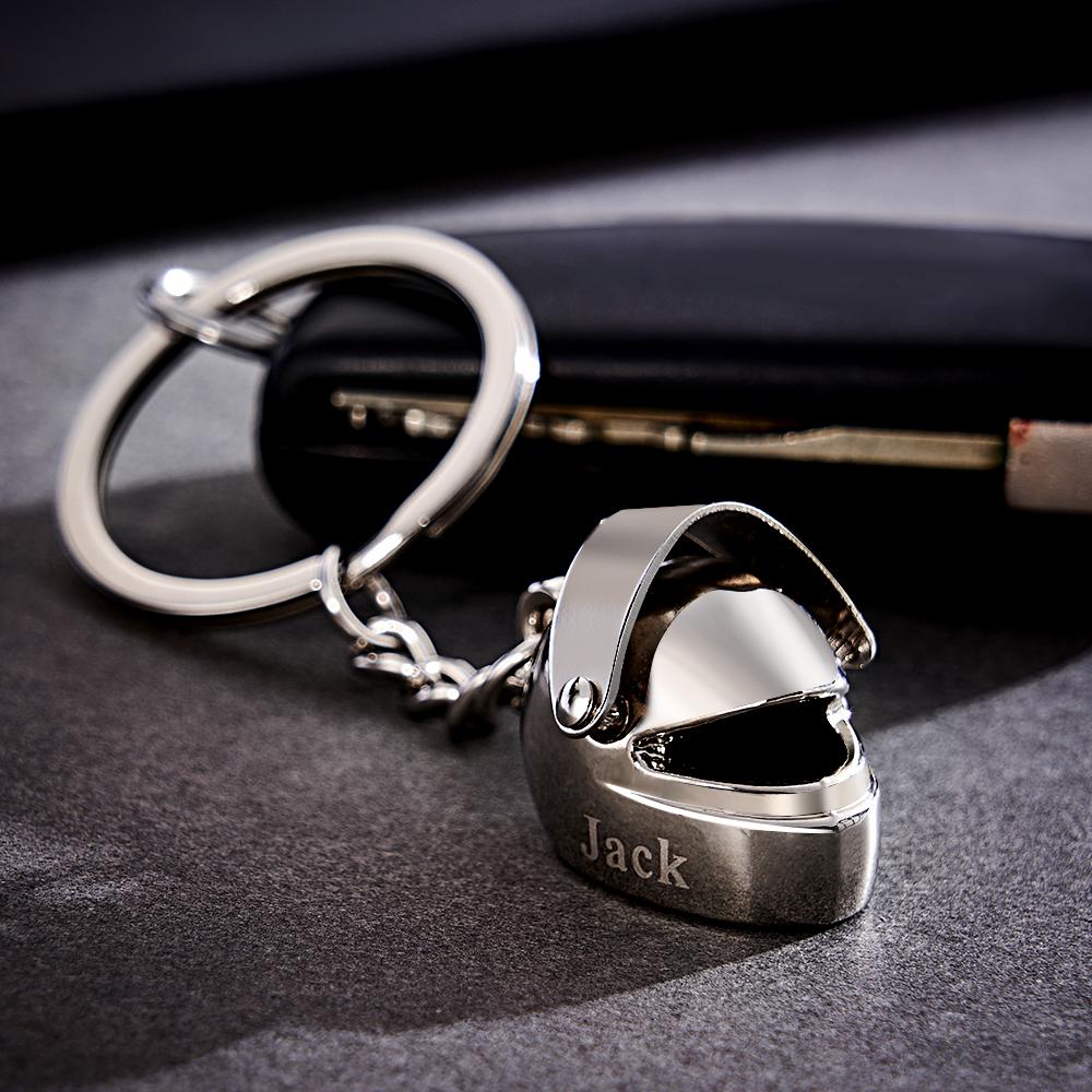 Personalized Name Monogram Motorcycle Helmet Keychain Birthday Father's Day Gift for Biker Motorcyclist Dad Boyfriend - Get Photo Blanket