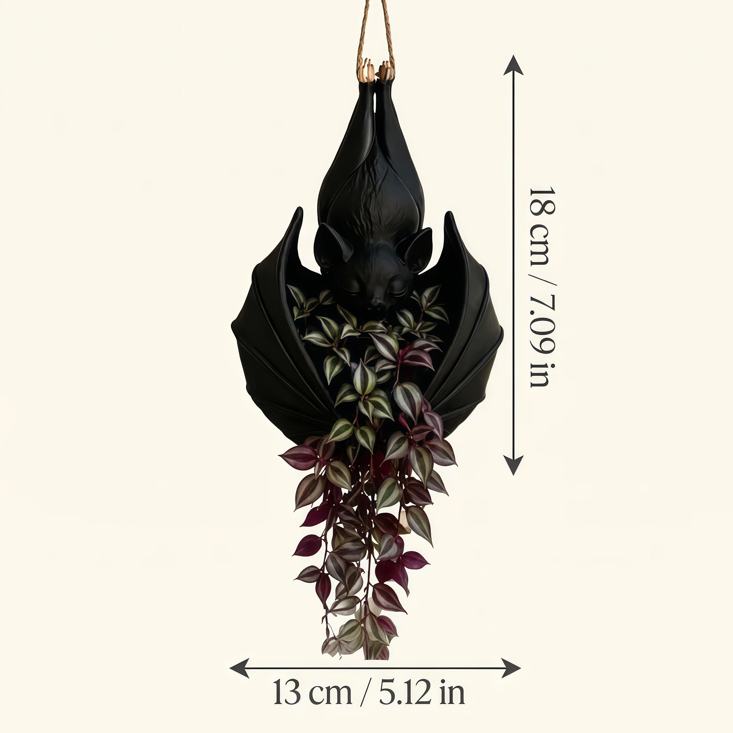 Hanging Bat Planter – Gothic Bat-Shaped Plant Pot with Chain, Spooky Succulent & Air Plant Holder, Dark Cottagecore & Halloween Home Decor