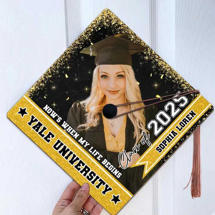 Personalized Class Of 2025 Photo Graduation Cap Topper, Decorations For Grad Cap