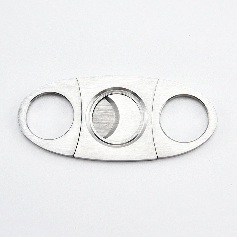 Cigar Cutter Stainless Steel Double Finger Double Blade Oval