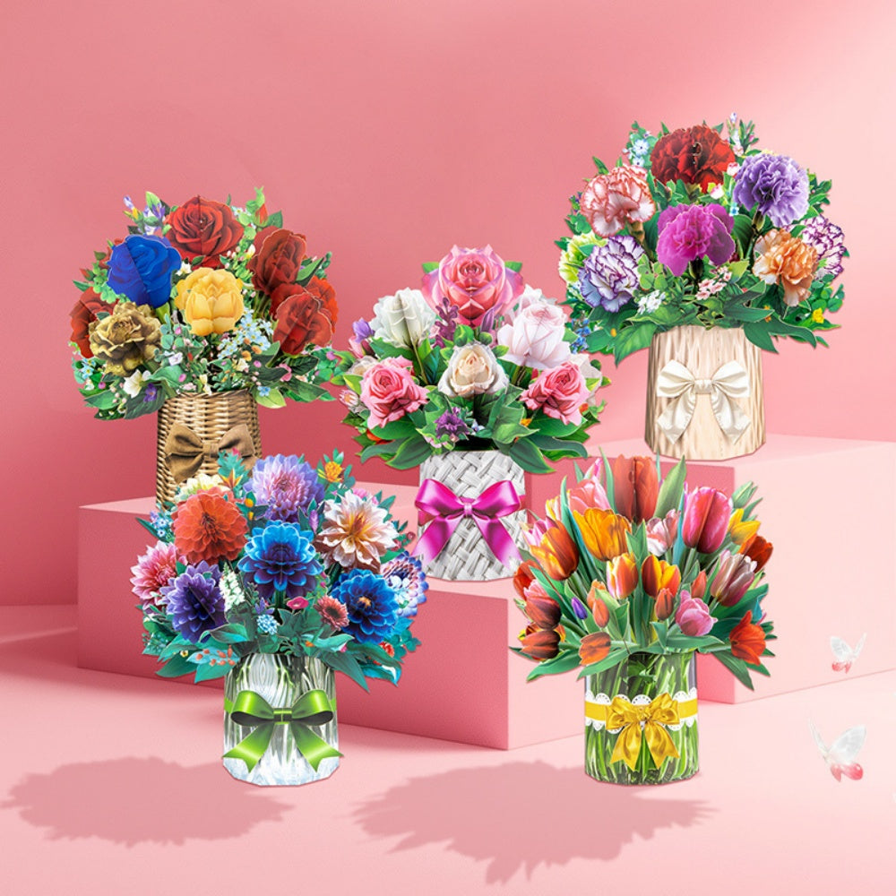 3D Greeting Card Flower Bouquet Card Mother's Day Gifts for Mom