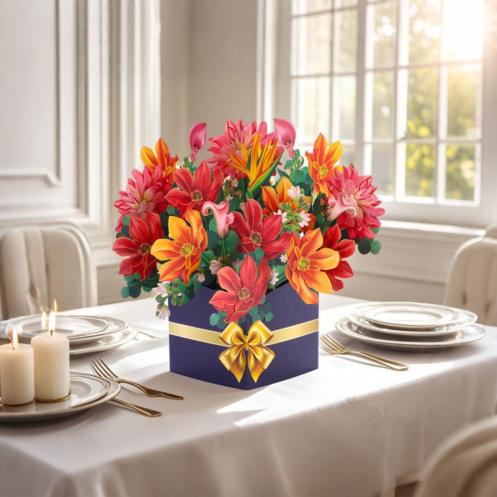 3D Greeting Card Dahlia Flower Bouquet Card Mother's Day Gift for Mum