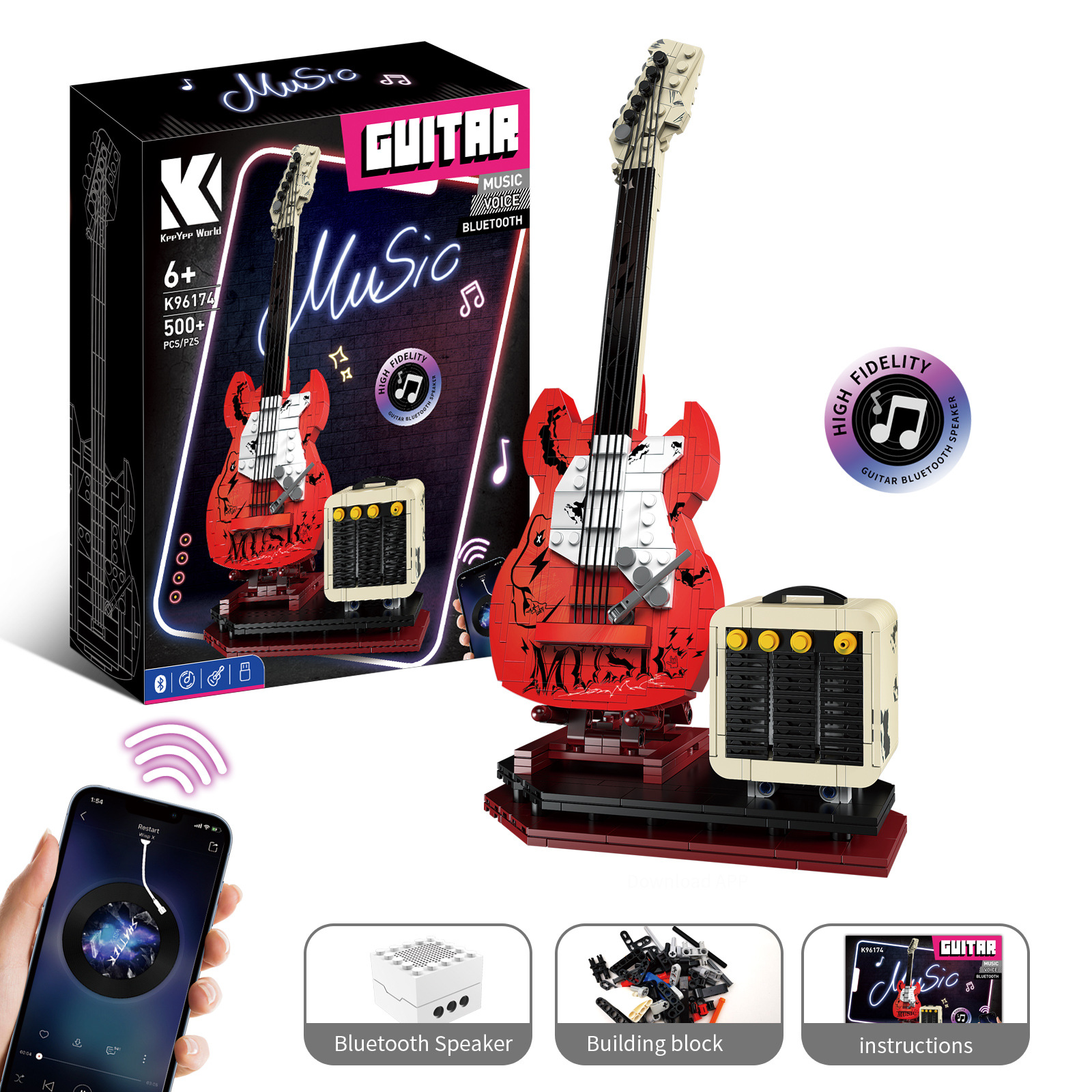 Bluetooth Brick Rock Guitar Speaker Brick Music Toy For Him Gift For Music Lovers