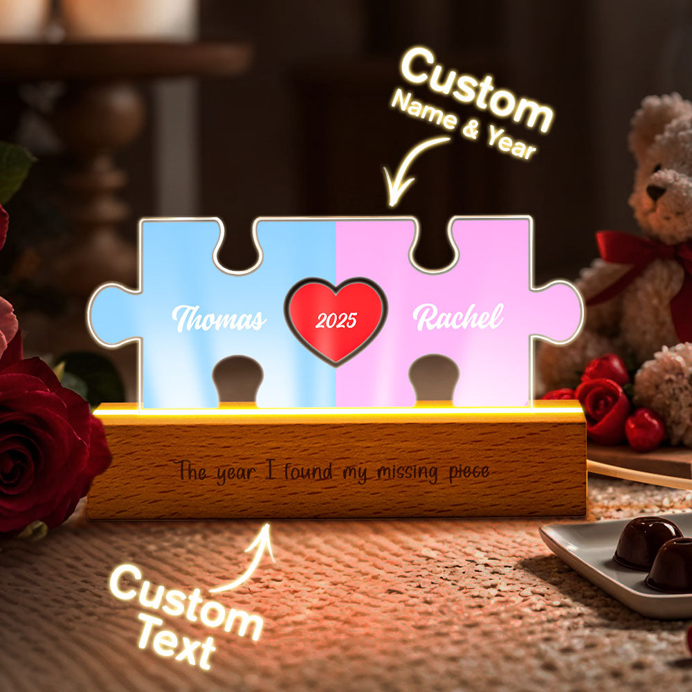 Personalized Couple Name Puzzle LED Night Light Gifts for Lover - MyHawaiianShirts