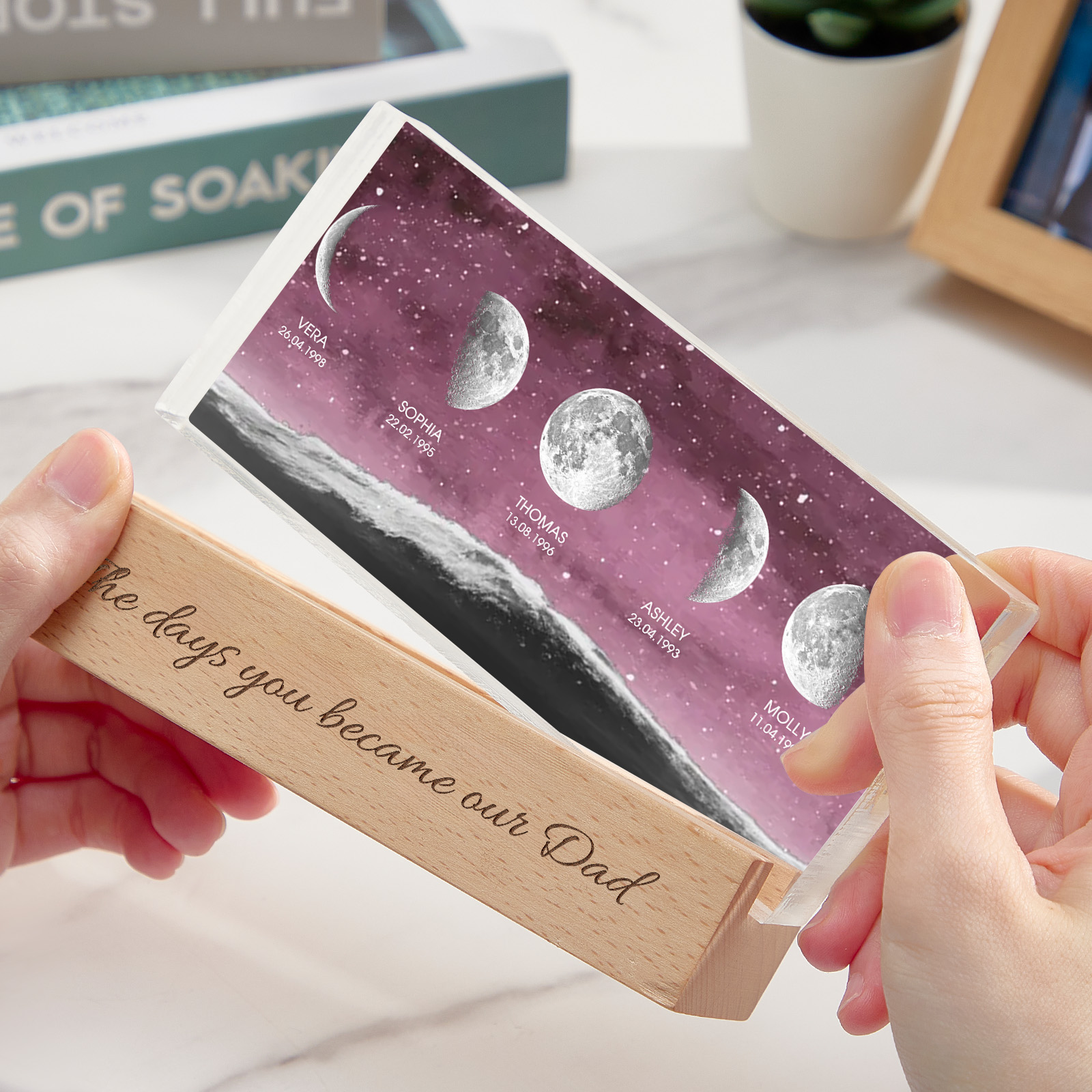 Personalized Acrylic Block LED Night Light The Day You Became My Dad Calendar Date Perfect Father's Day Gift For Husband