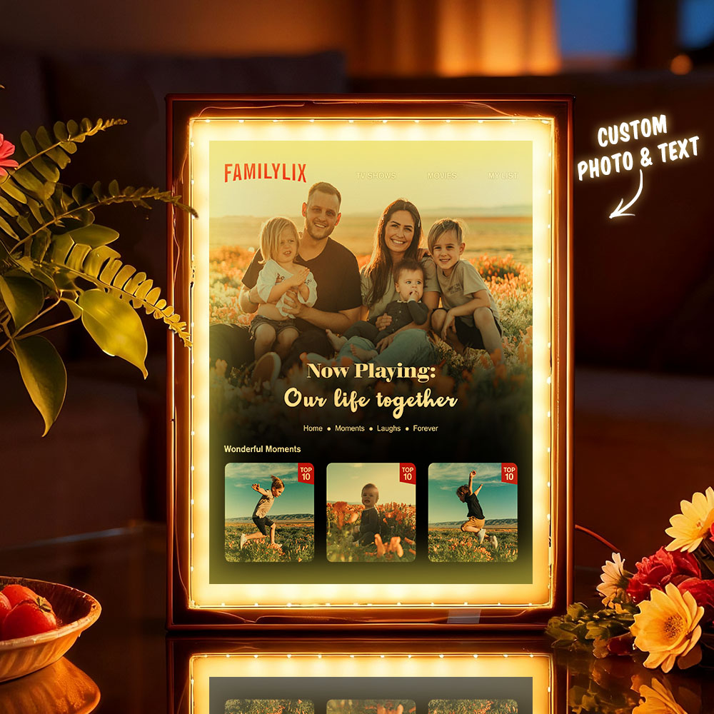 Personalized Photo Movie Theme Romantic LED Mirror Light-Beautiful Memories Playing