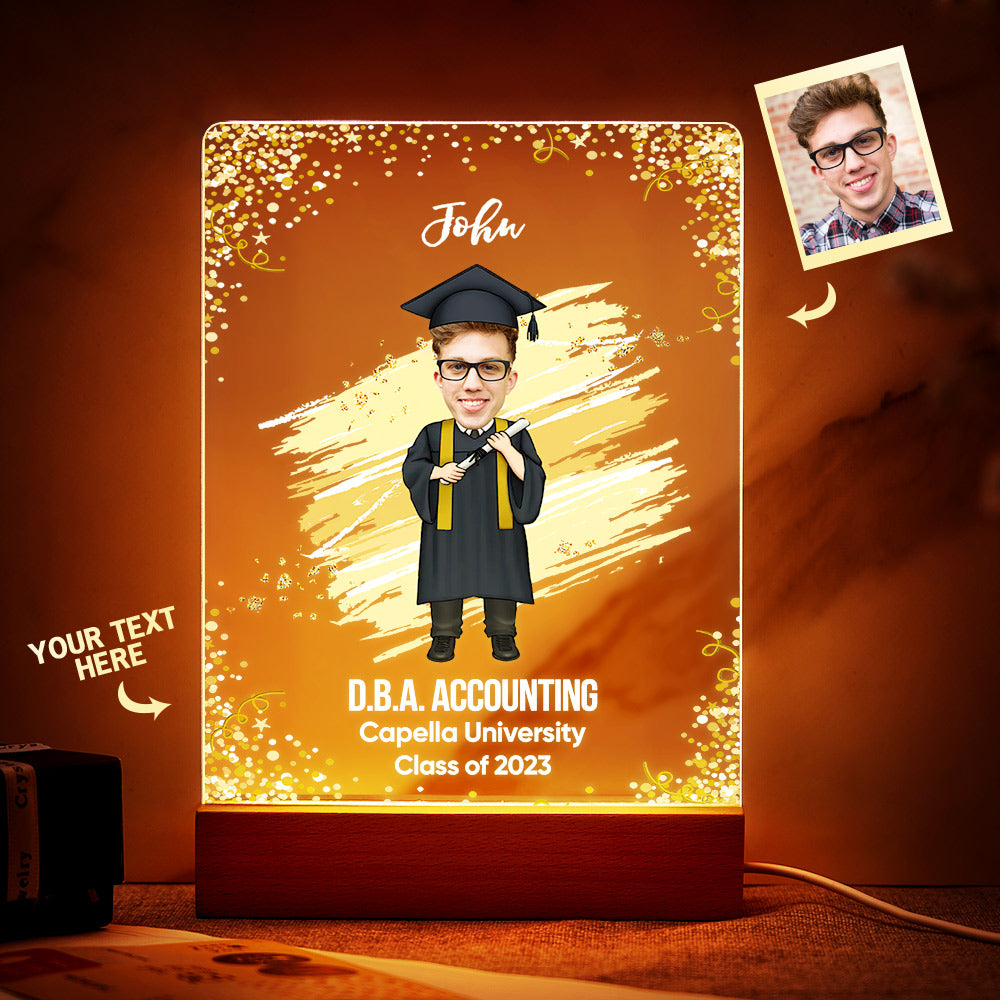 Graduation Ceremony Gift Custom Photo Graduation Appreciation Acrylic Plaque Lamp Personalized Your Name, Diploma And School