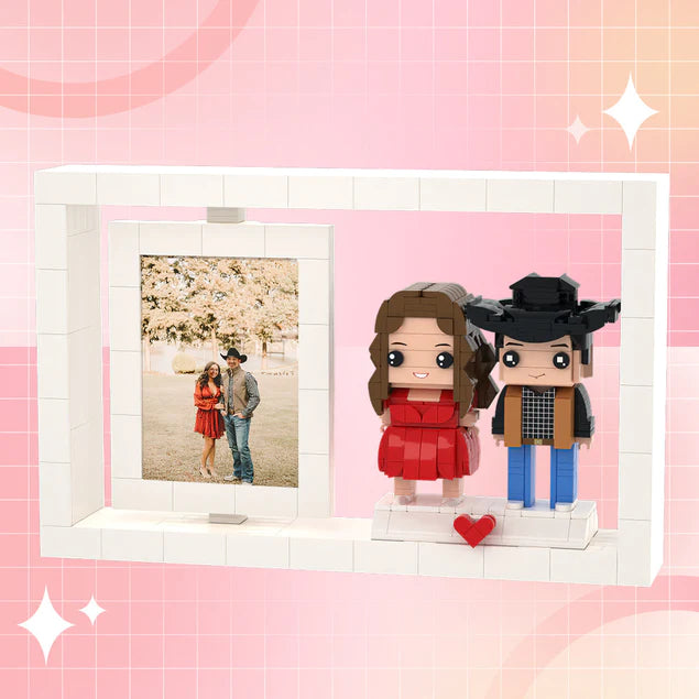 Full Body Customizable 2 People Photo Frame Custom Brick Figures Small Particle Block Brick Me Figures Home Decoration for Her
