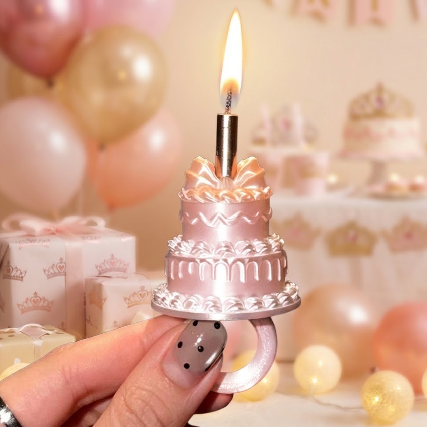 Mini Birthday Cake Candle Ring, Wearable Cake-Shaped Candle for Fun Birthday Celebrations & Parties